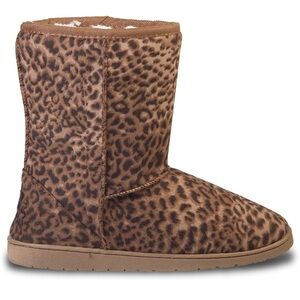 DAWGS Leopard Print Faux Fur Lined Slippers